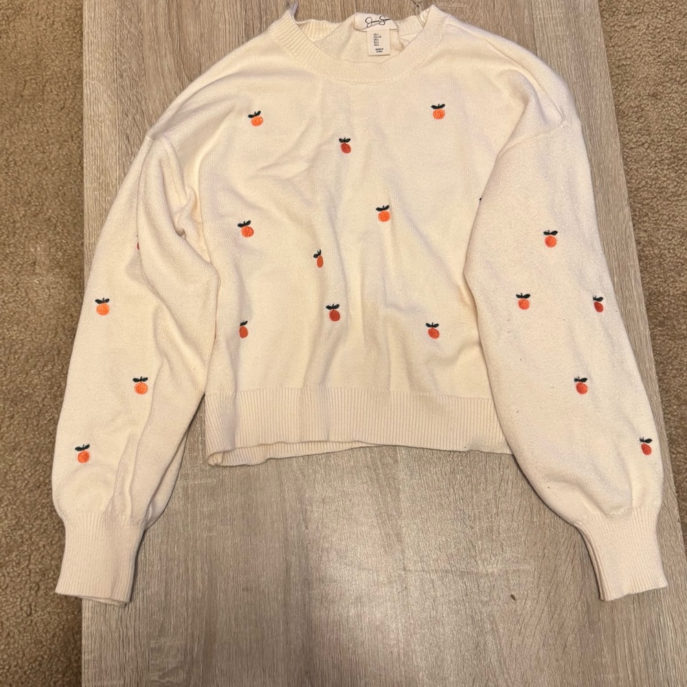 Cream Sweater with little oranges on it. Jessica Simpson